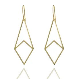 10K Yellow Gold Kite Shape Drop Earrings