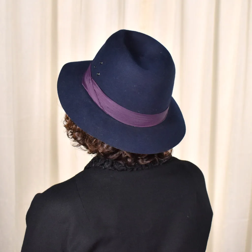 1950s Navy & Purple Vintage Fedora Hat