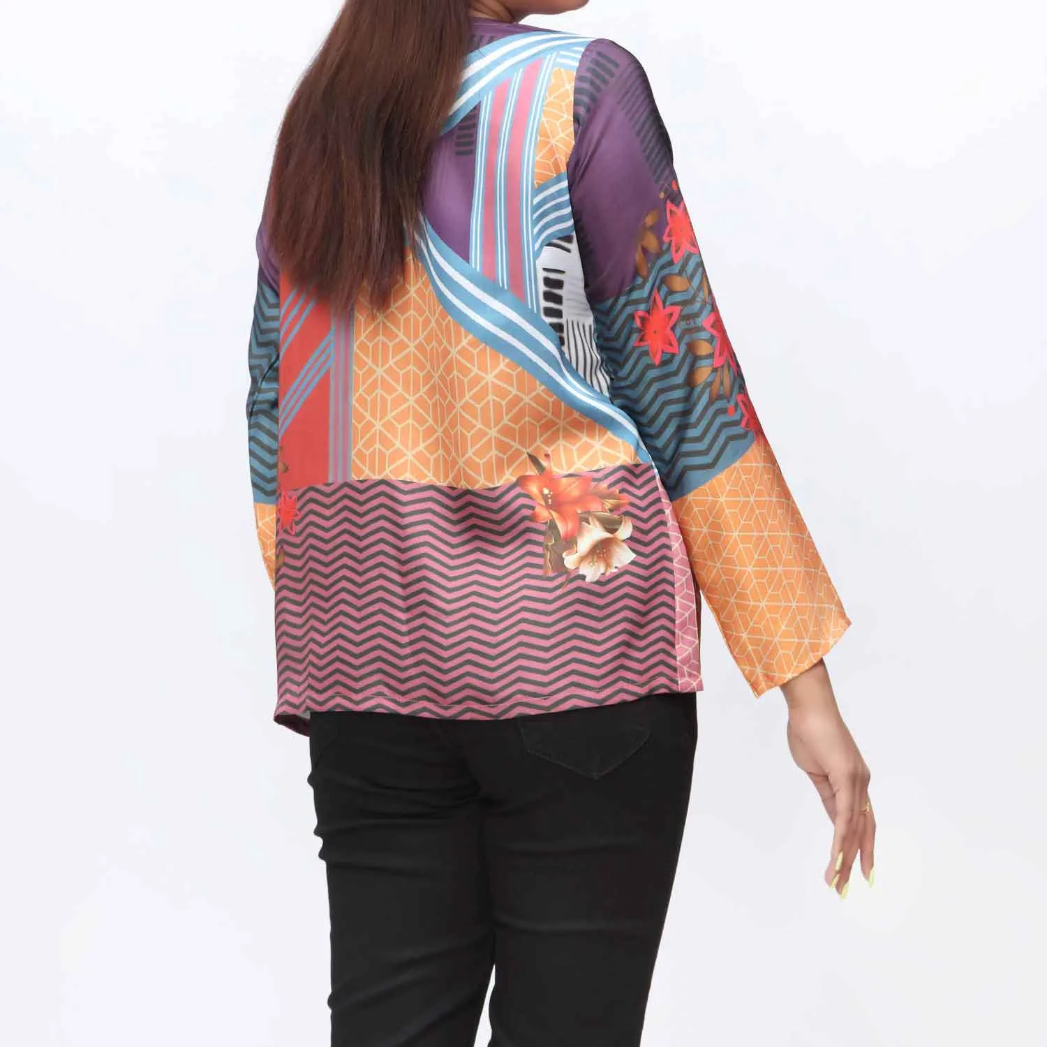 1PC- Digital Printed Shamoz Silk Top PW9010