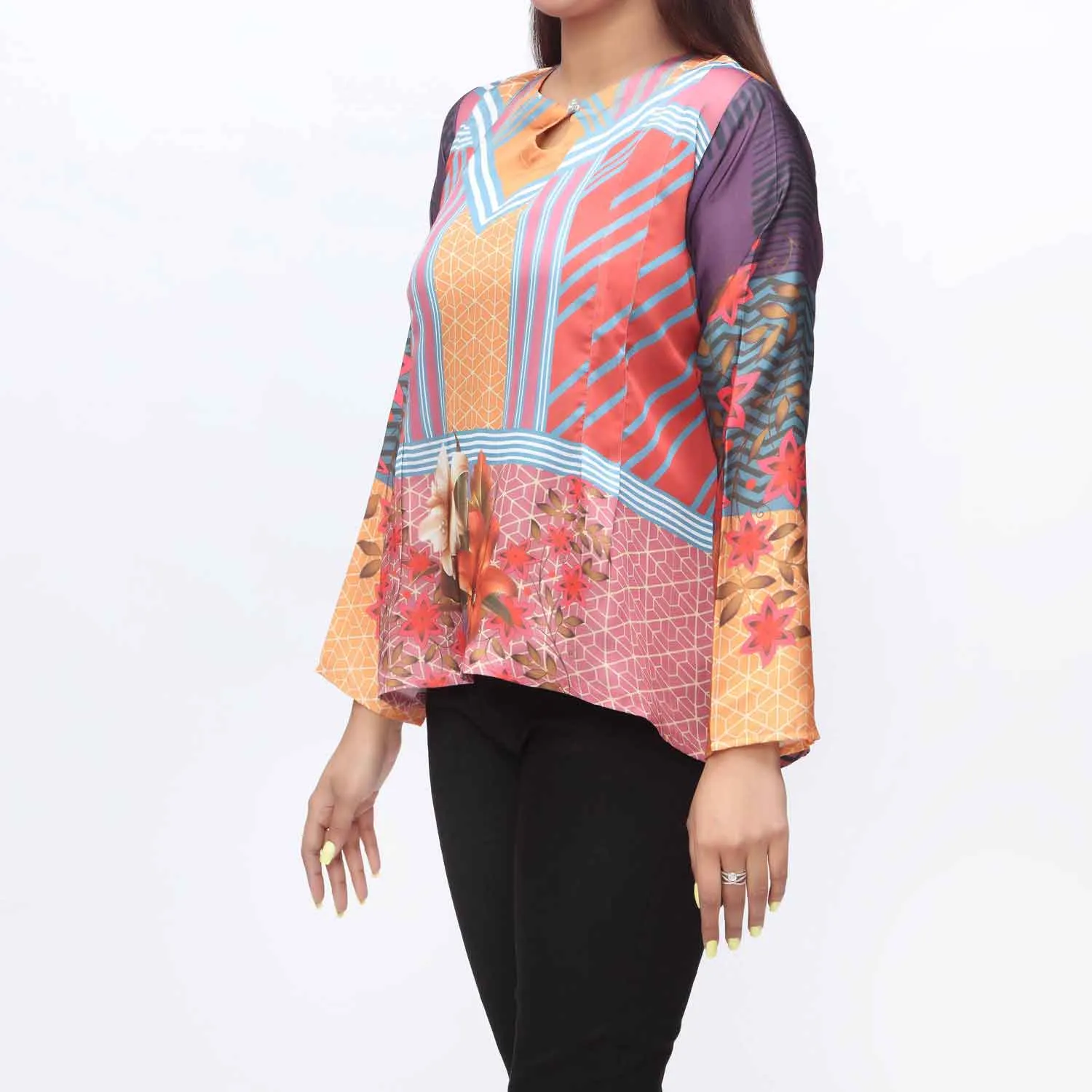 1PC- Digital Printed Shamoz Silk Top PW9010