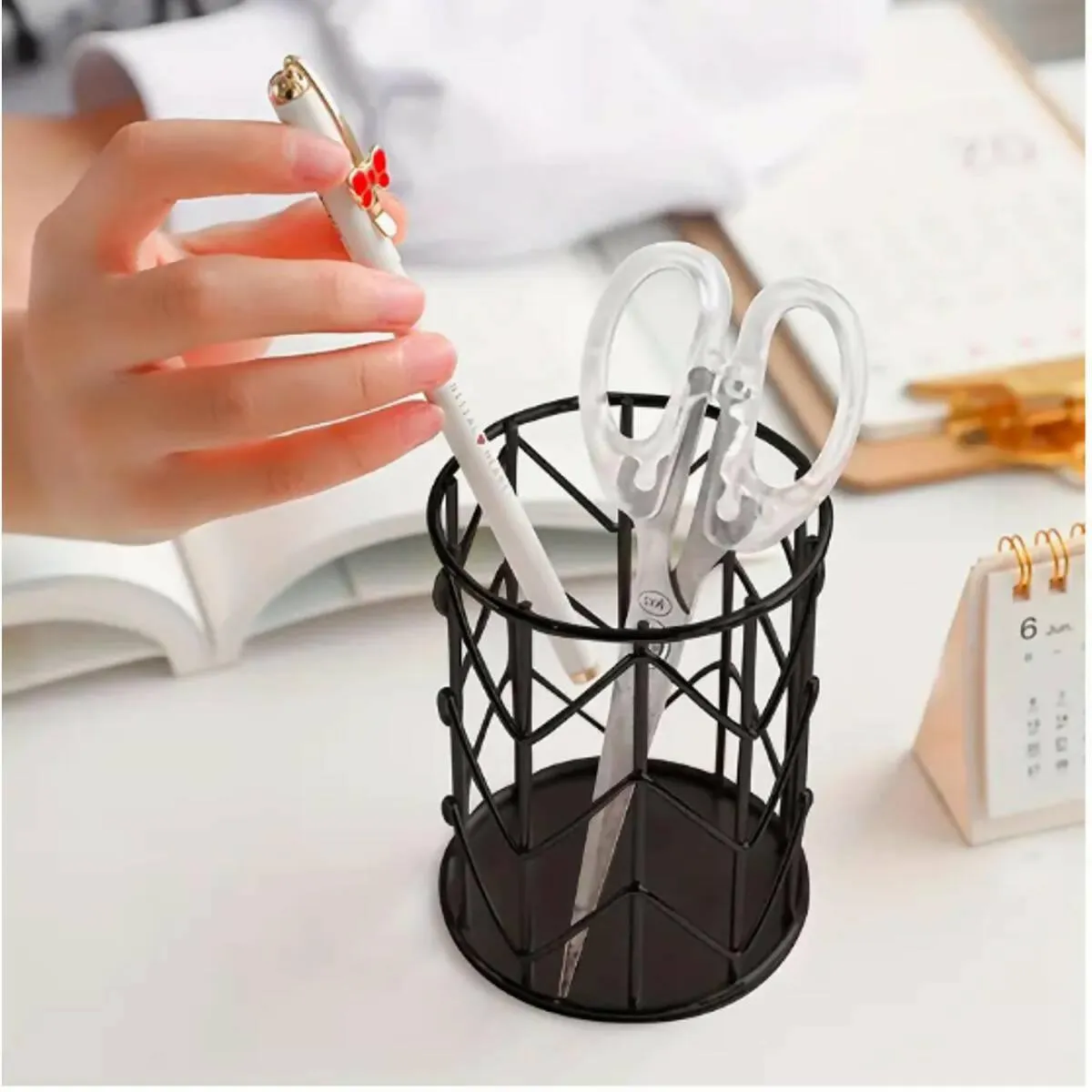 1pc Metal Stationery and Makeup Brush Storage Bucket-Useful For Kitchen And Bathroom-Home Decoration