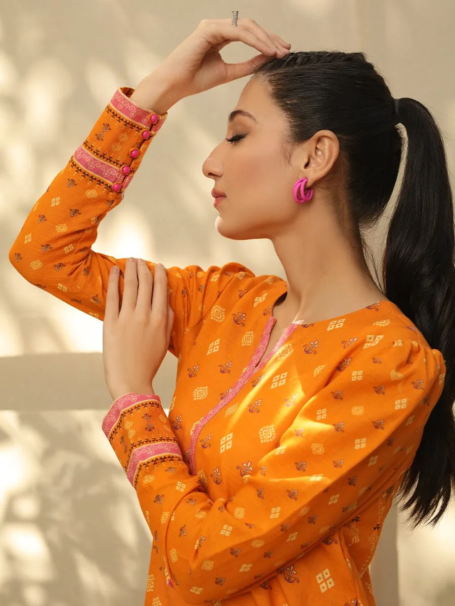 1pc - Stitched Basic Printed Cotton Silk Shirt