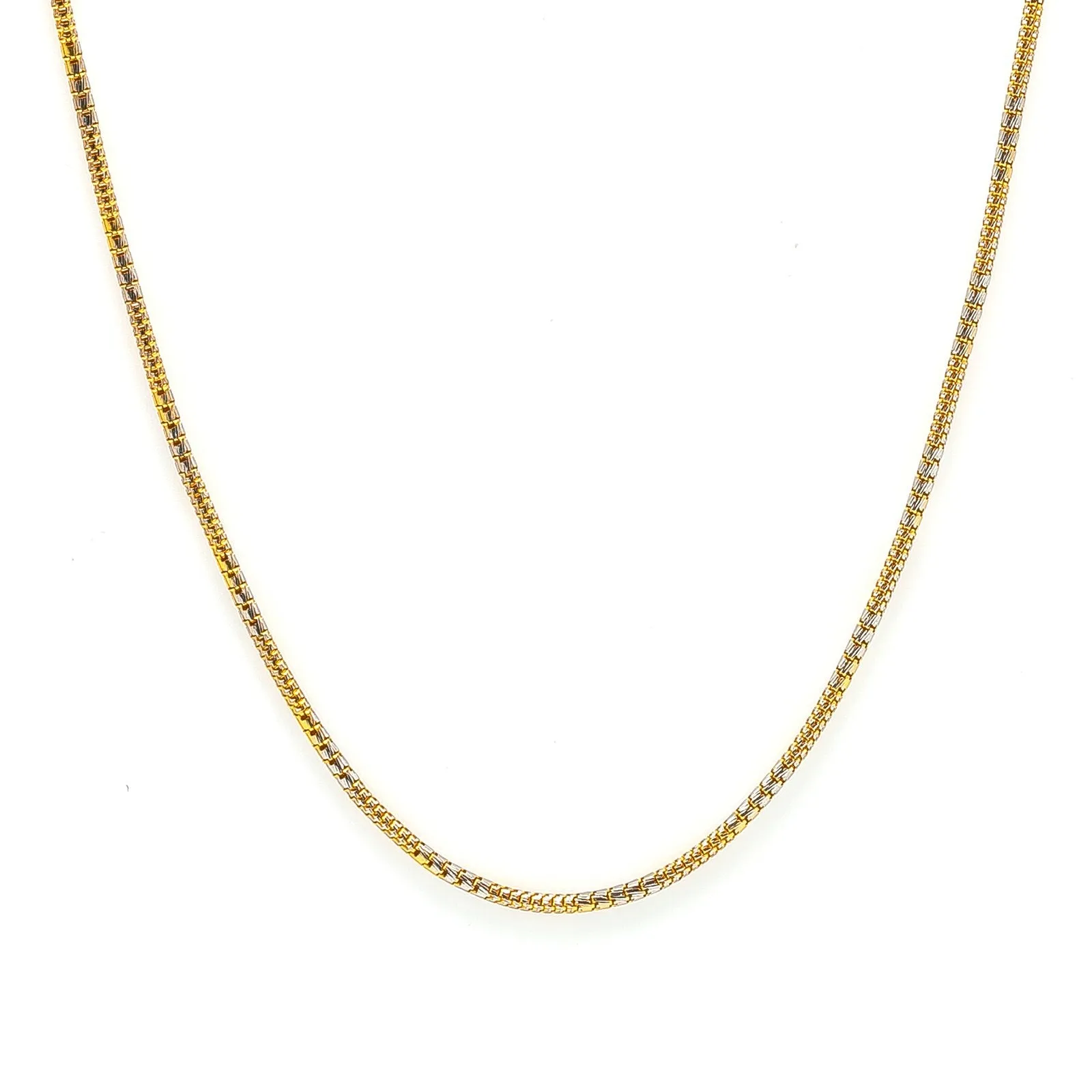 22K Multi Tone Gold Chain For Kids W/ Double Weight Box Link