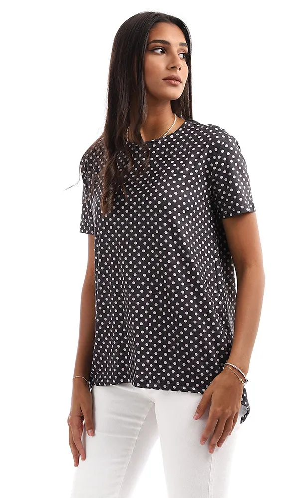 95033 Polka Dots Black & Nude Summer Tee