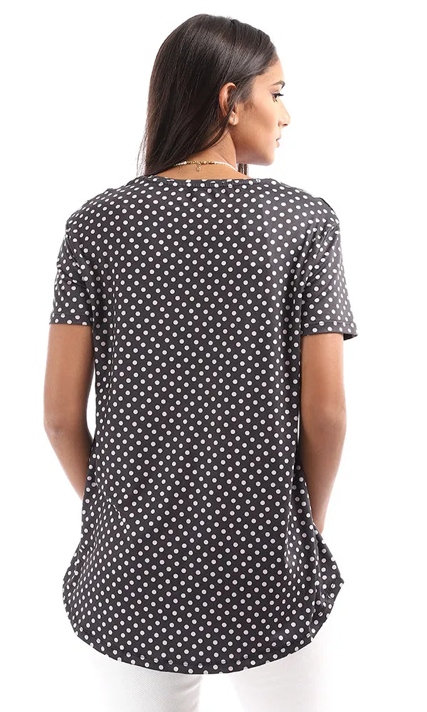 95033 Polka Dots Black & Nude Summer Tee