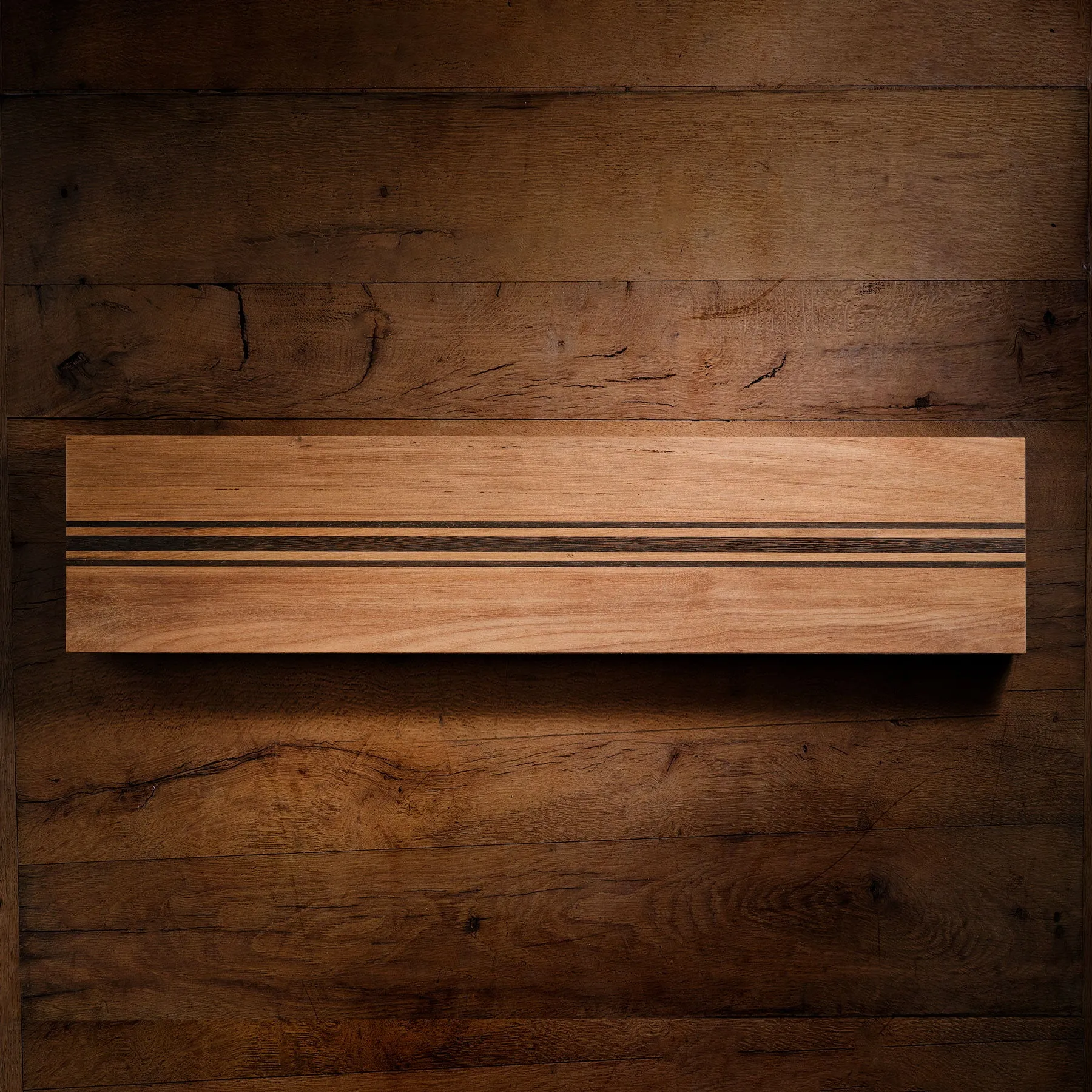 9X40" Teak Serving Board with Triple Stripe - Teak/Natural Finish