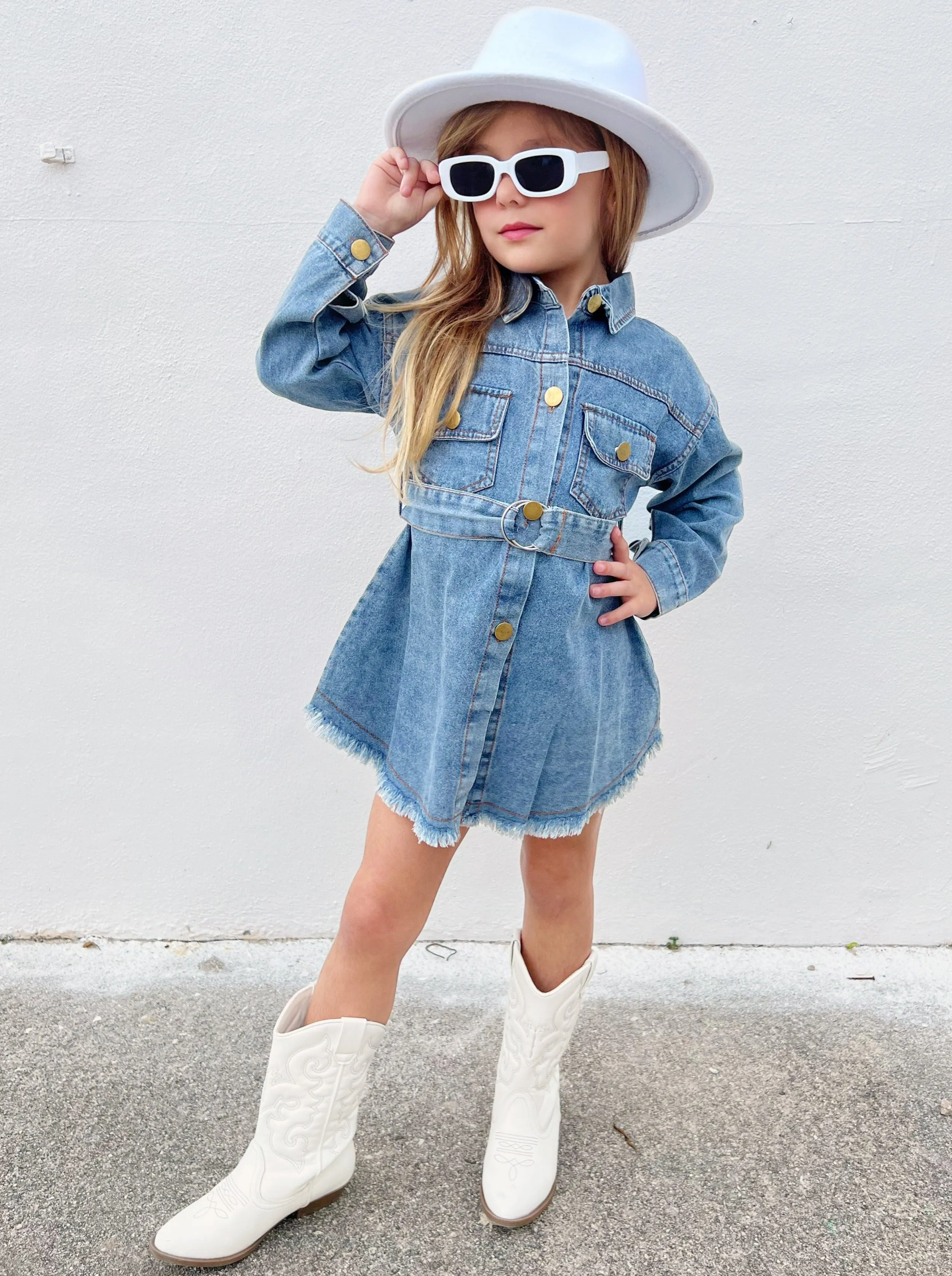 A Day In The Sun Belted Denim Dress