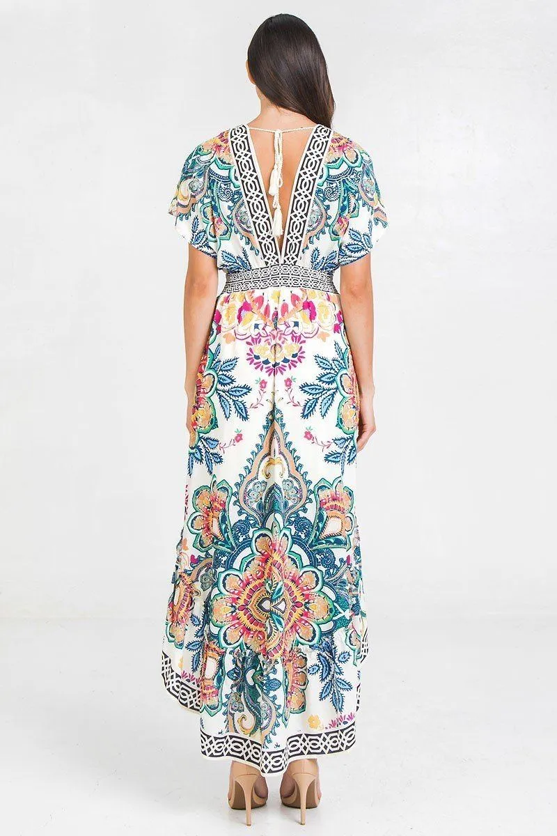 A Printed Woven Hi-lo Dress