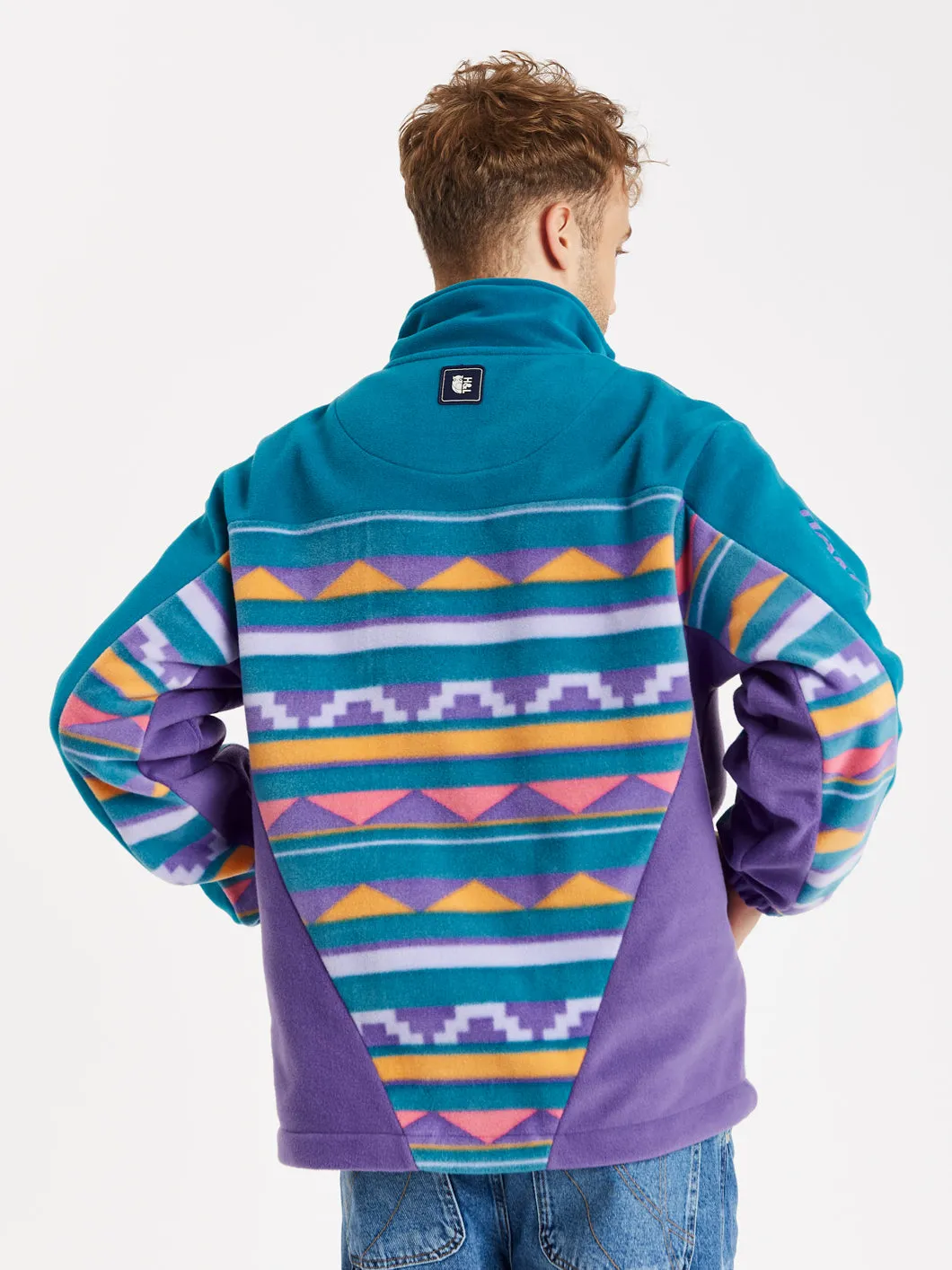 Abelia Retro Pattern 1/4 Zip Fleece