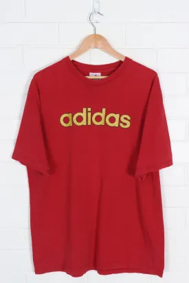 ADIDAS Red & Gold Logo Spell Out Tee (XL)