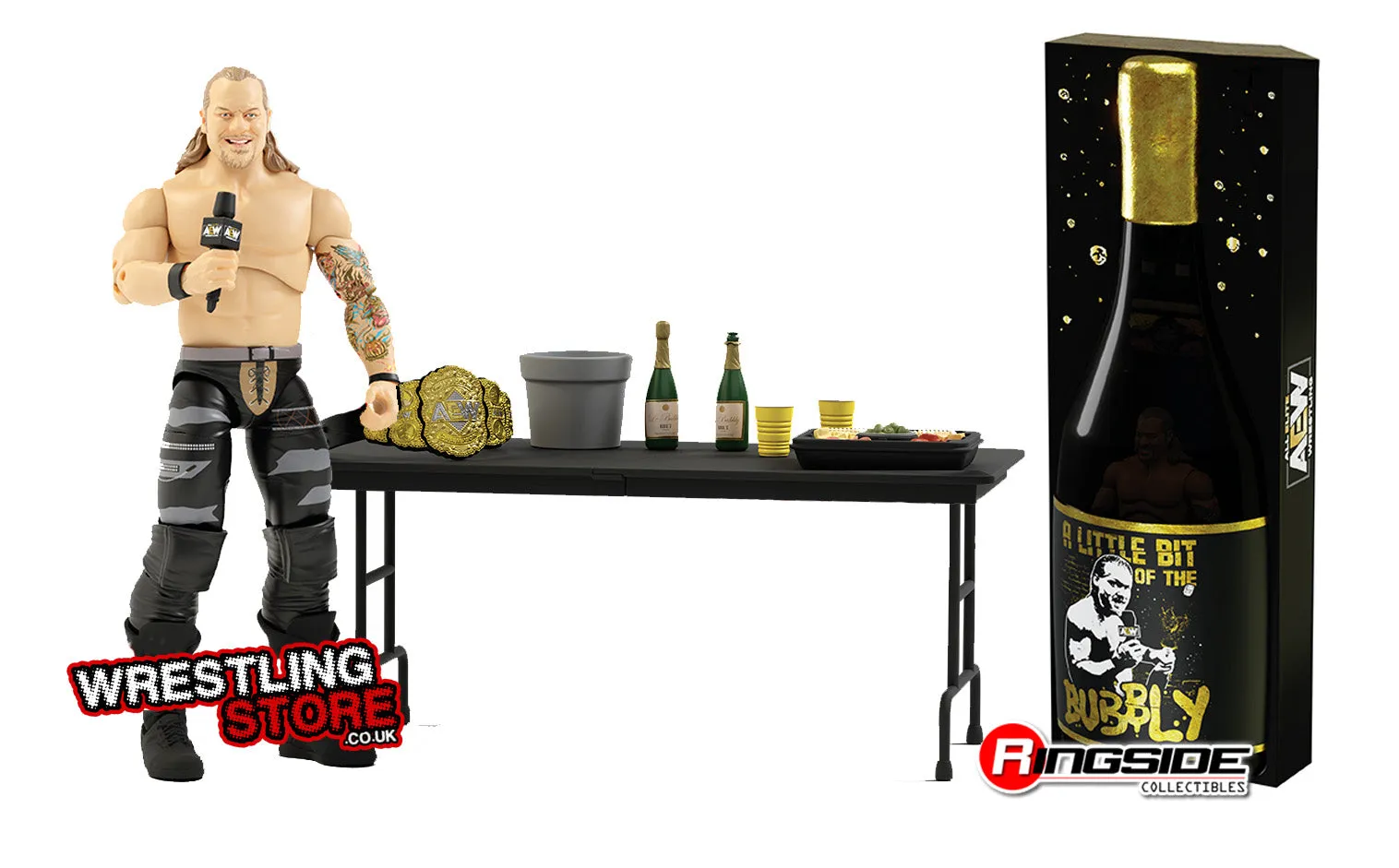 AEW : Chris Jericho "A Little Bit of the Bubbly" Ringside Exclusive Figure Set * Hand Signed *