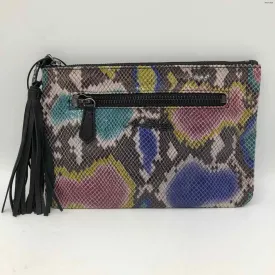 AIMEE KESTENBERG Blue/Black Purple Multi Leather Reptile Tassel pouch Purse