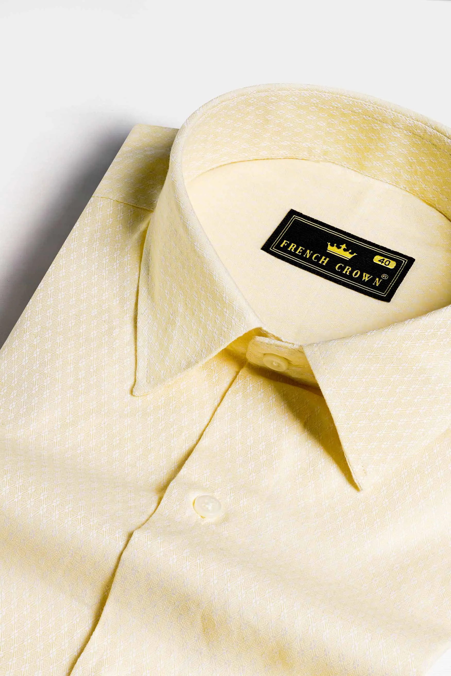 Albescent Yellow Dobby Textured Premium Giza Cotton Shirt