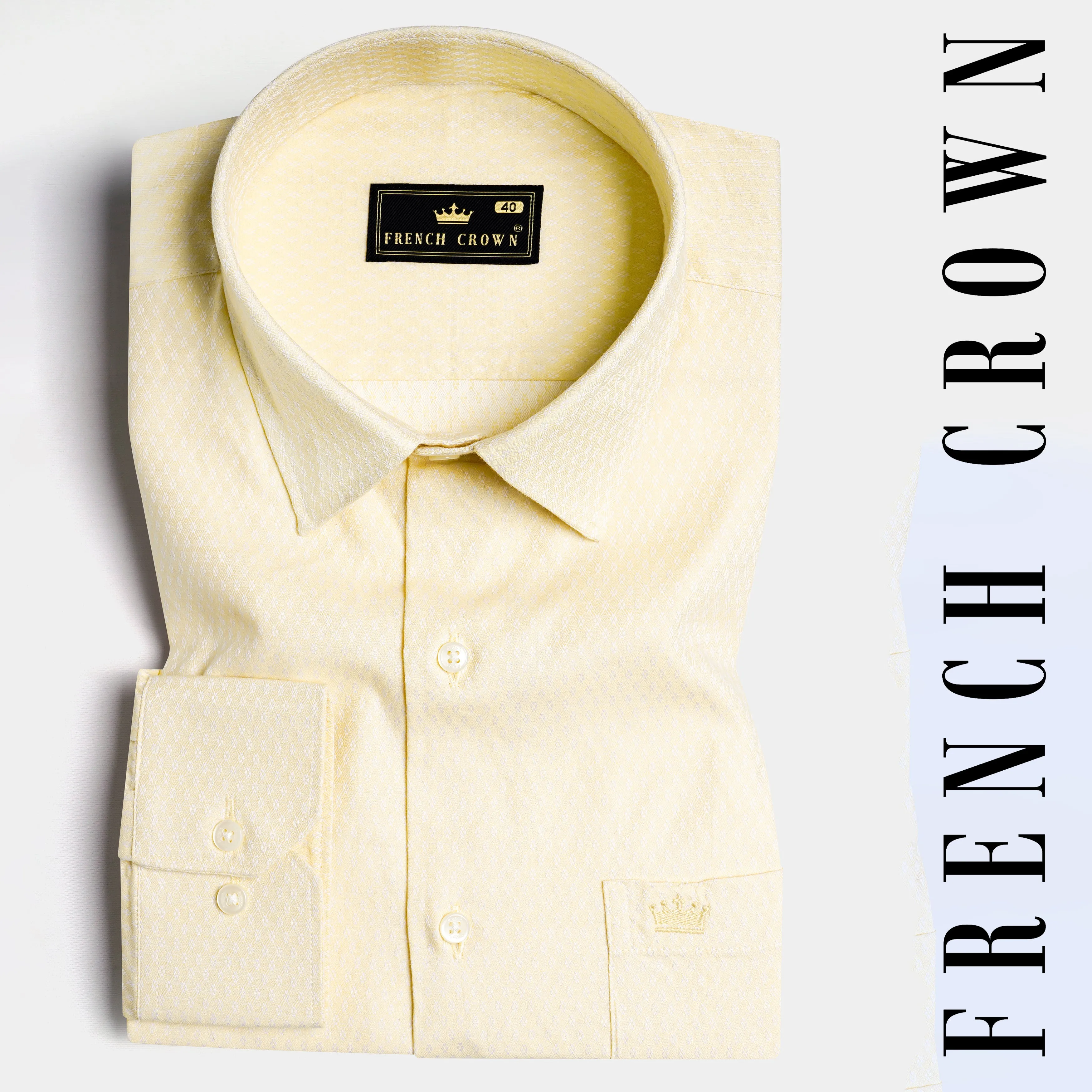 Albescent Yellow Dobby Textured Premium Giza Cotton Shirt