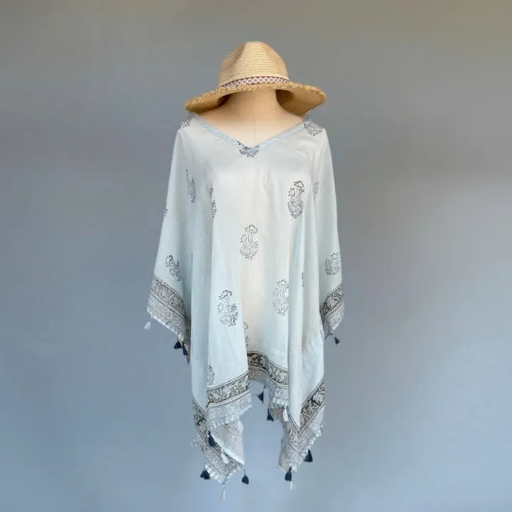 Alita Light Blue Beach Coverup Kimono with Tasse- SALE