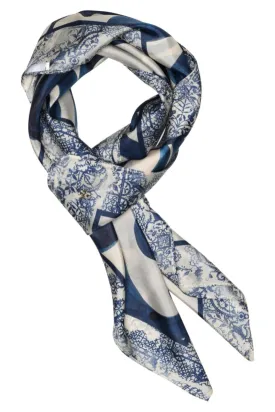 Allis printed silk scarf | Sand w. Navy Print | Tørklæde fra Gustav