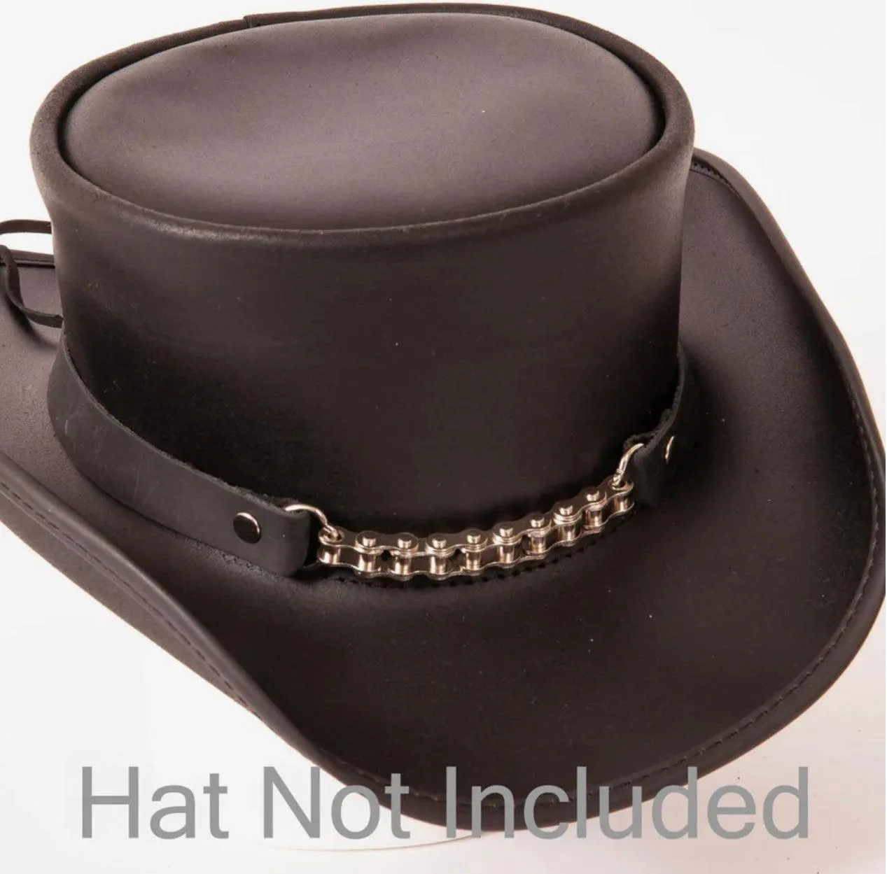 American Hat Makers Black Leather and Chain Hat Band