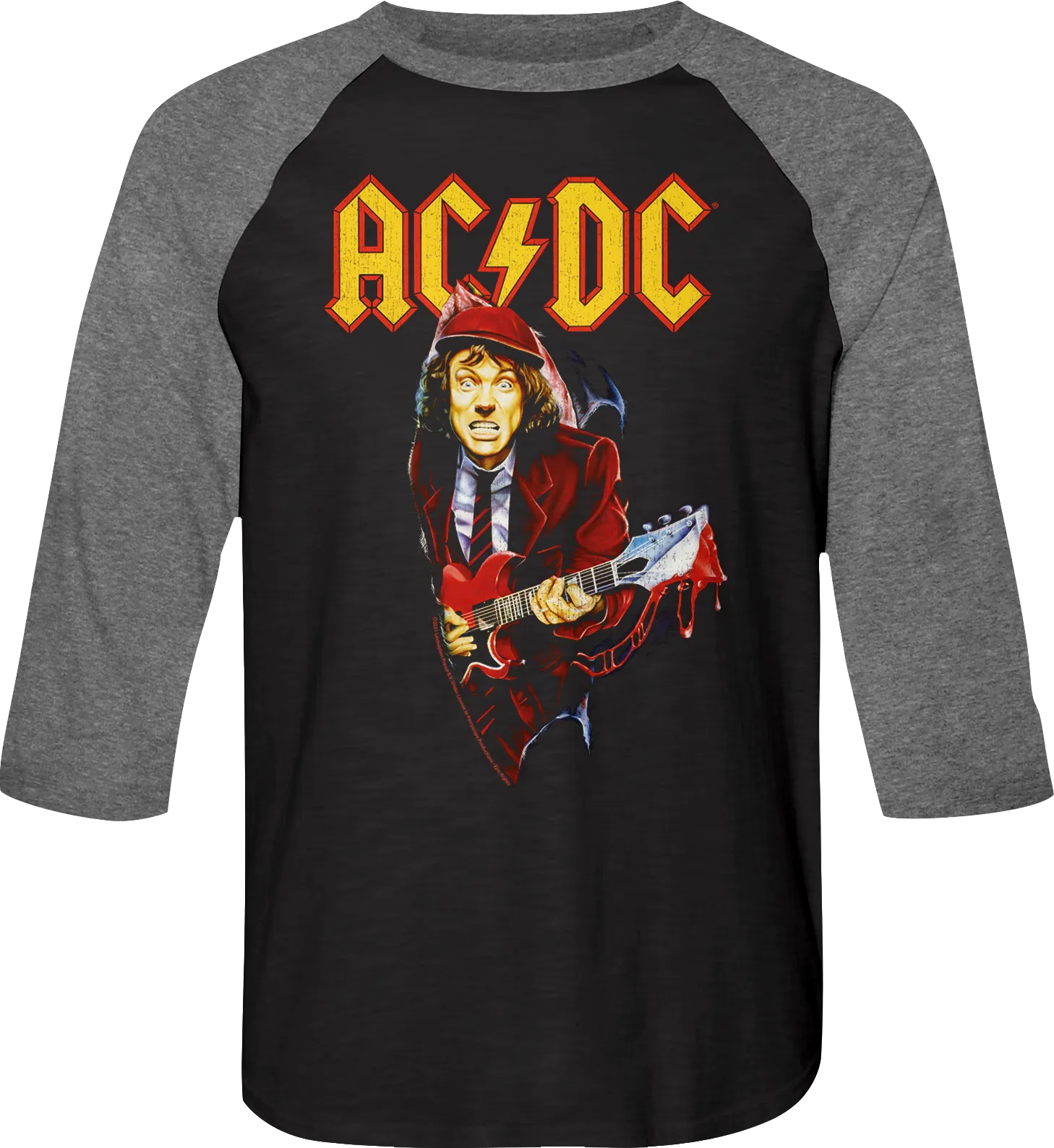 Angus Young Bloody Guitar ACDC Raglan Baseball Shirt