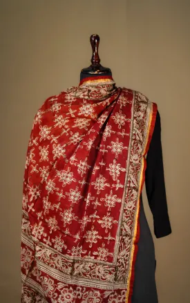 Art Silk Hand Blocked Kalamkari Dupatta 129IOS25