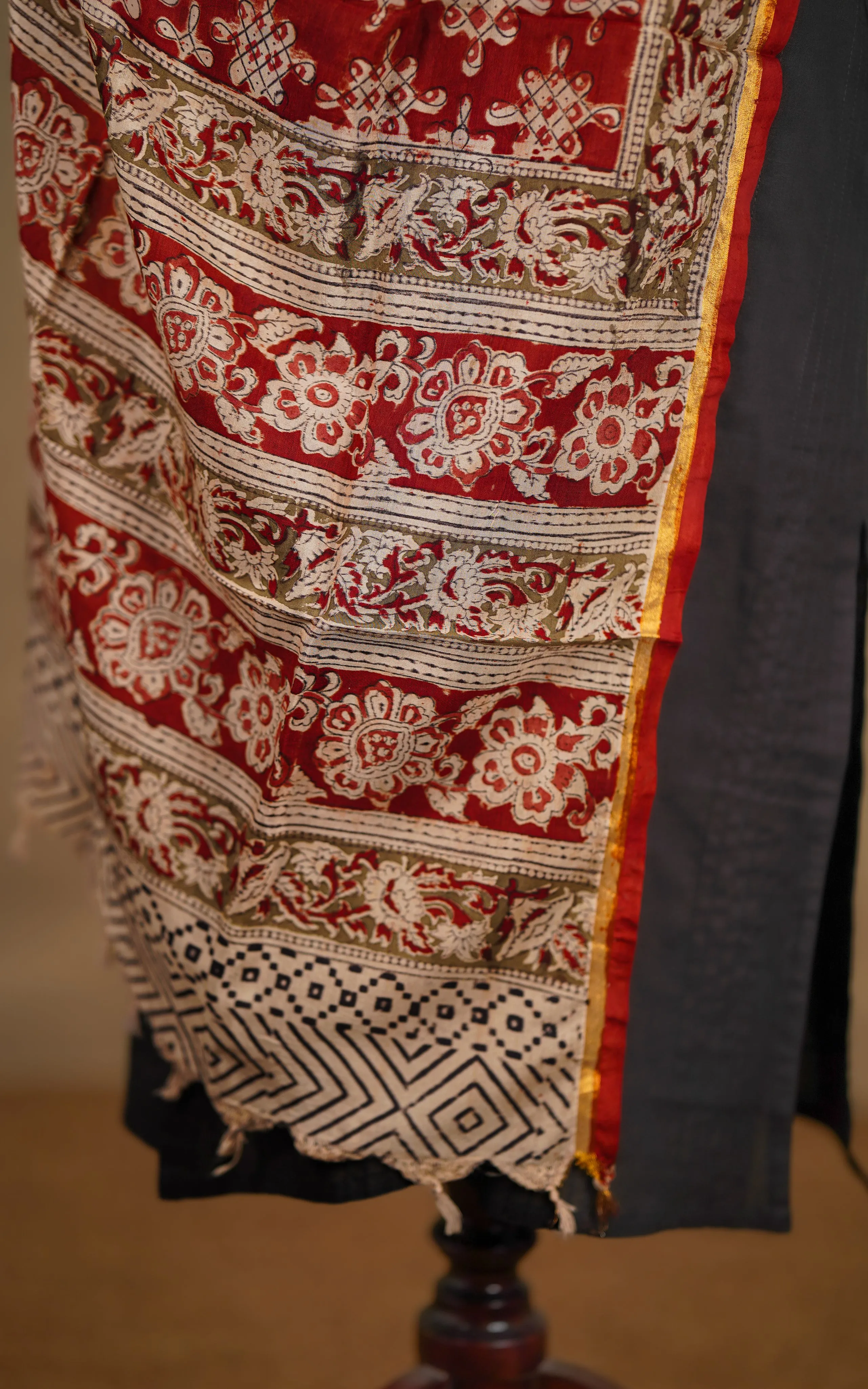 Art Silk Hand Blocked Kalamkari Dupatta 129IOS25