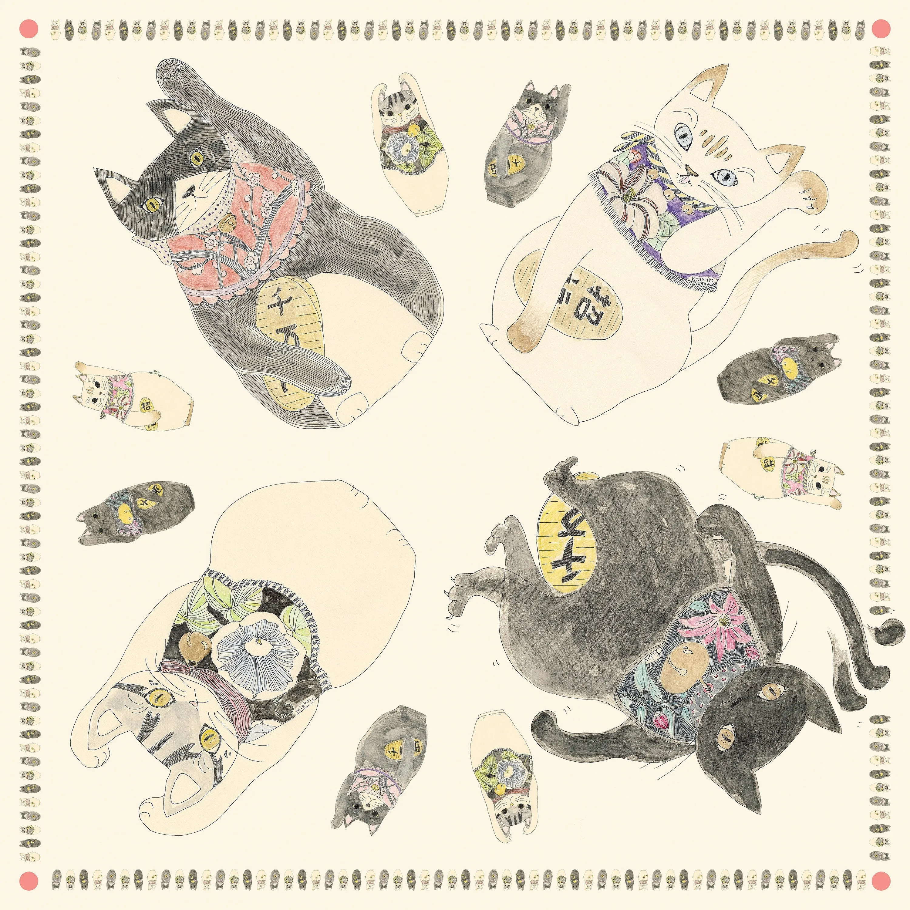 ASAKURA SENPU | The Cats Of Wealth Furoshiki