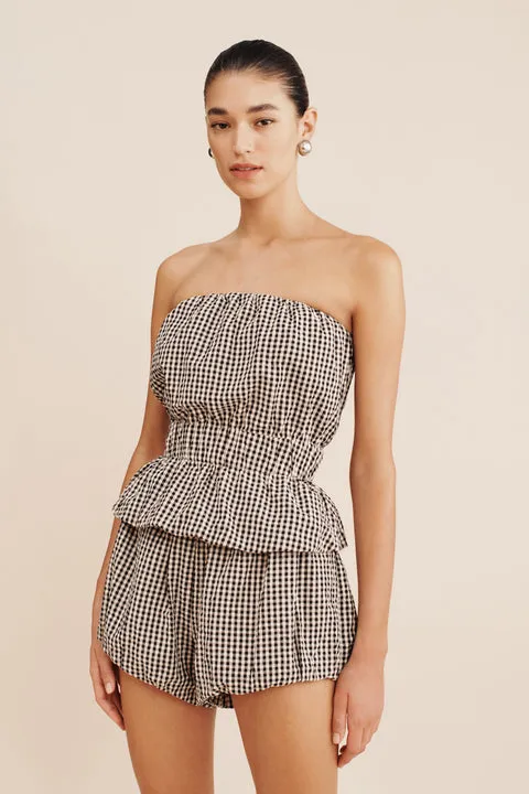 Aurelia Top in Gingham Black Cream