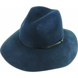 Avenel Wool Felt Fedora W/ Faux Leather Band - Navy