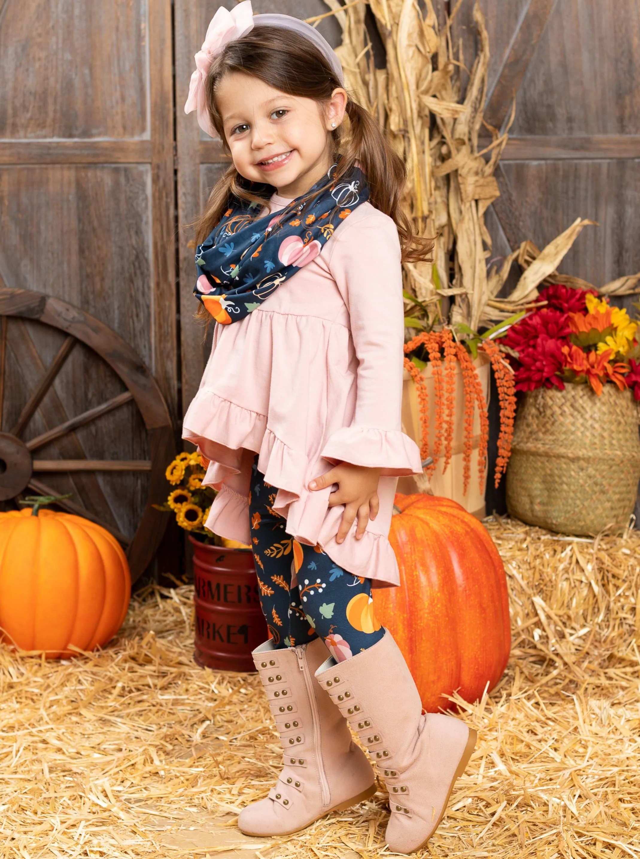 Awesome Autumn Tunic, Leggings And Scarf Set