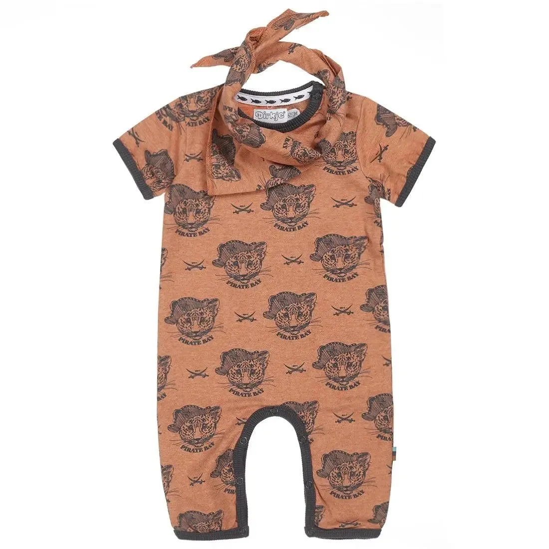 Baby Boys Suit Rust Brown Pirate Print | Dirkje