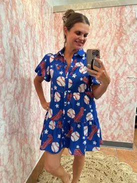 Baseball Print Dress