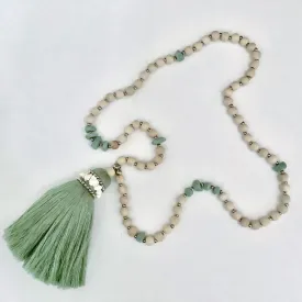 Beaded Strand with Tassel Sage