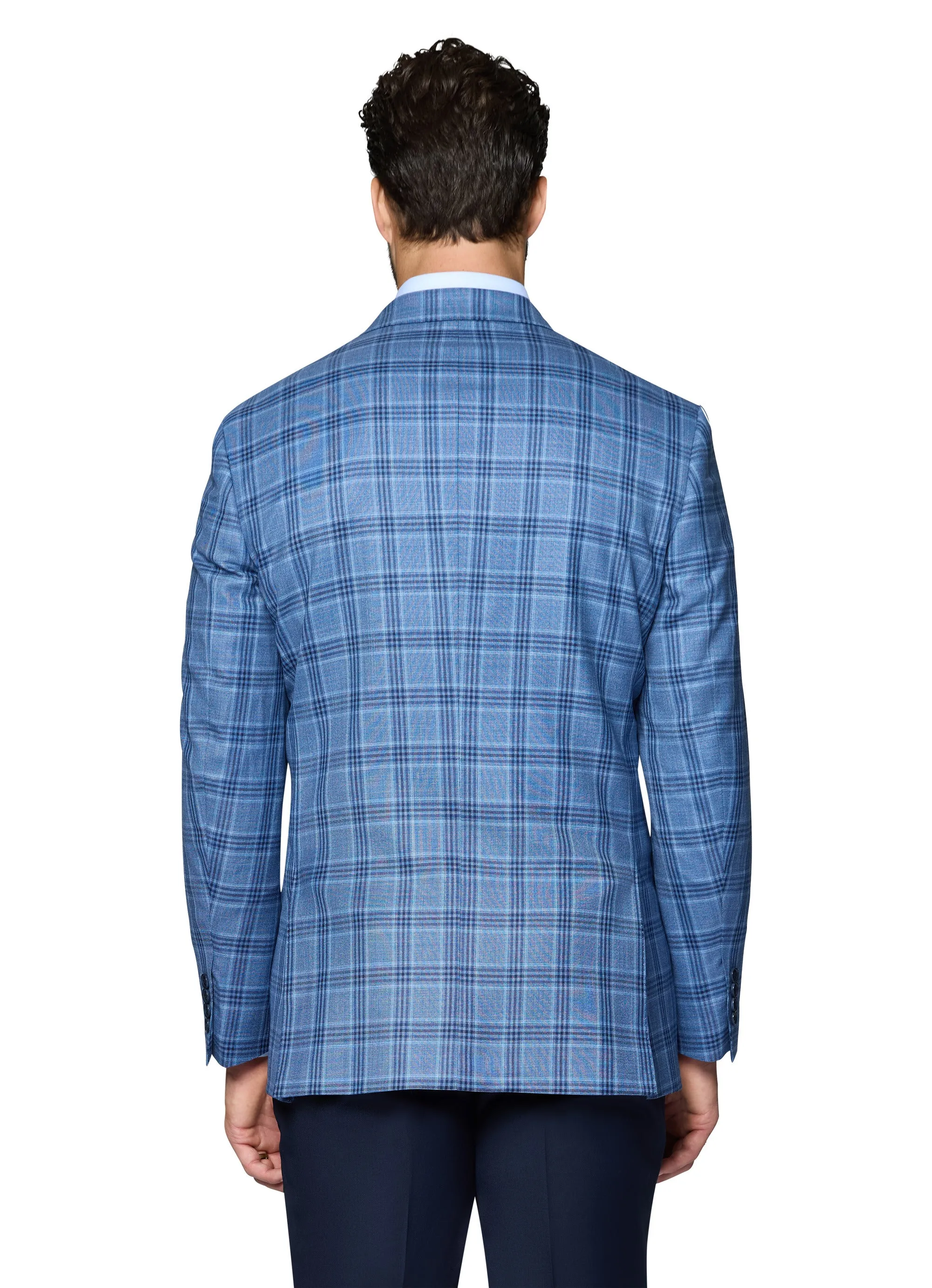 Berragamo Wool Sport Coat Modern Fit - Light Blue Plaid