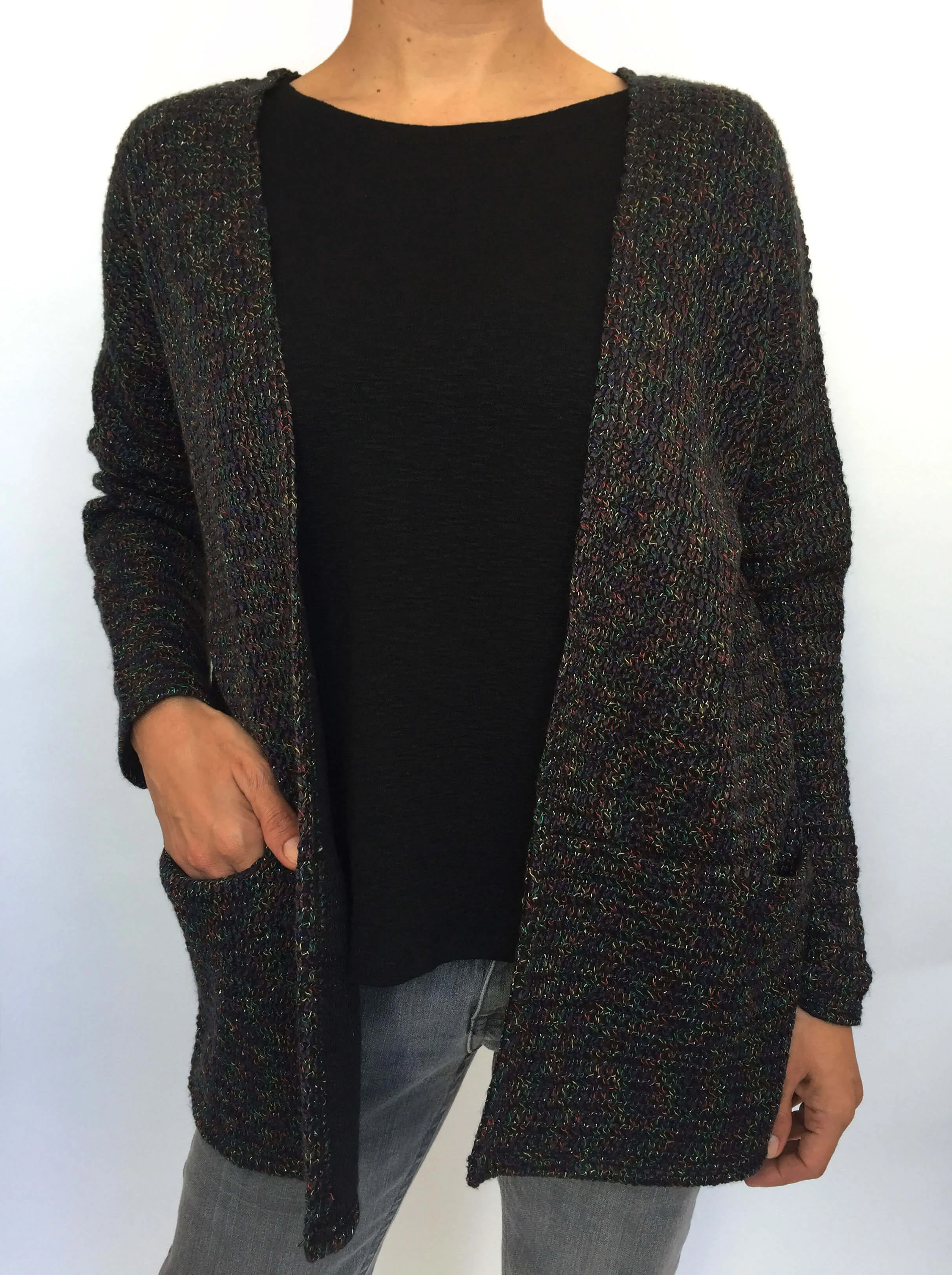 Black Mottled Sparkly Knitted Cardi