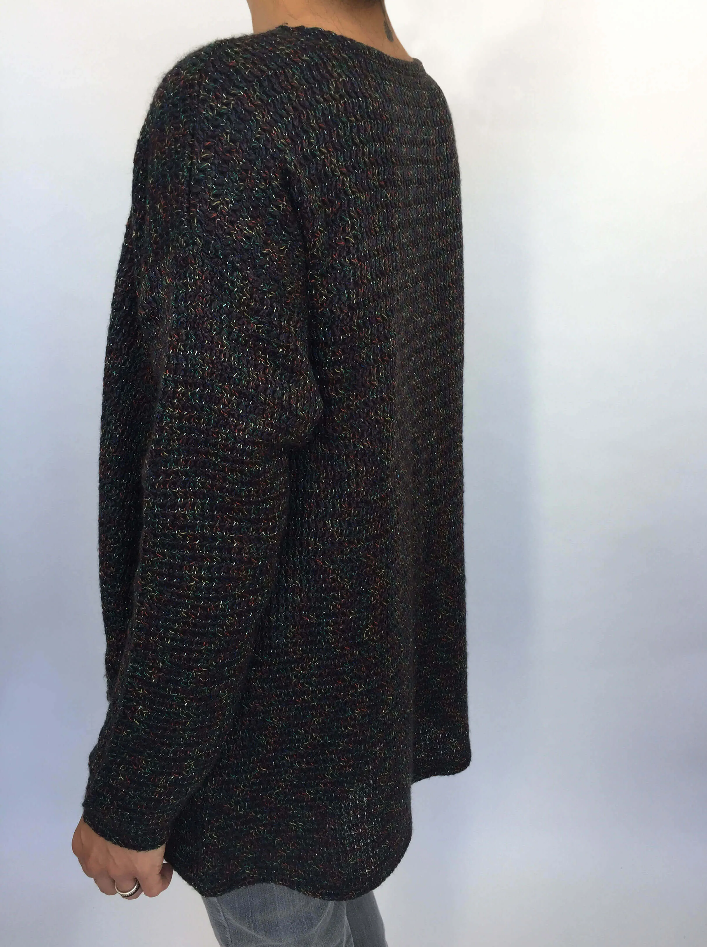 Black Mottled Sparkly Knitted Cardi