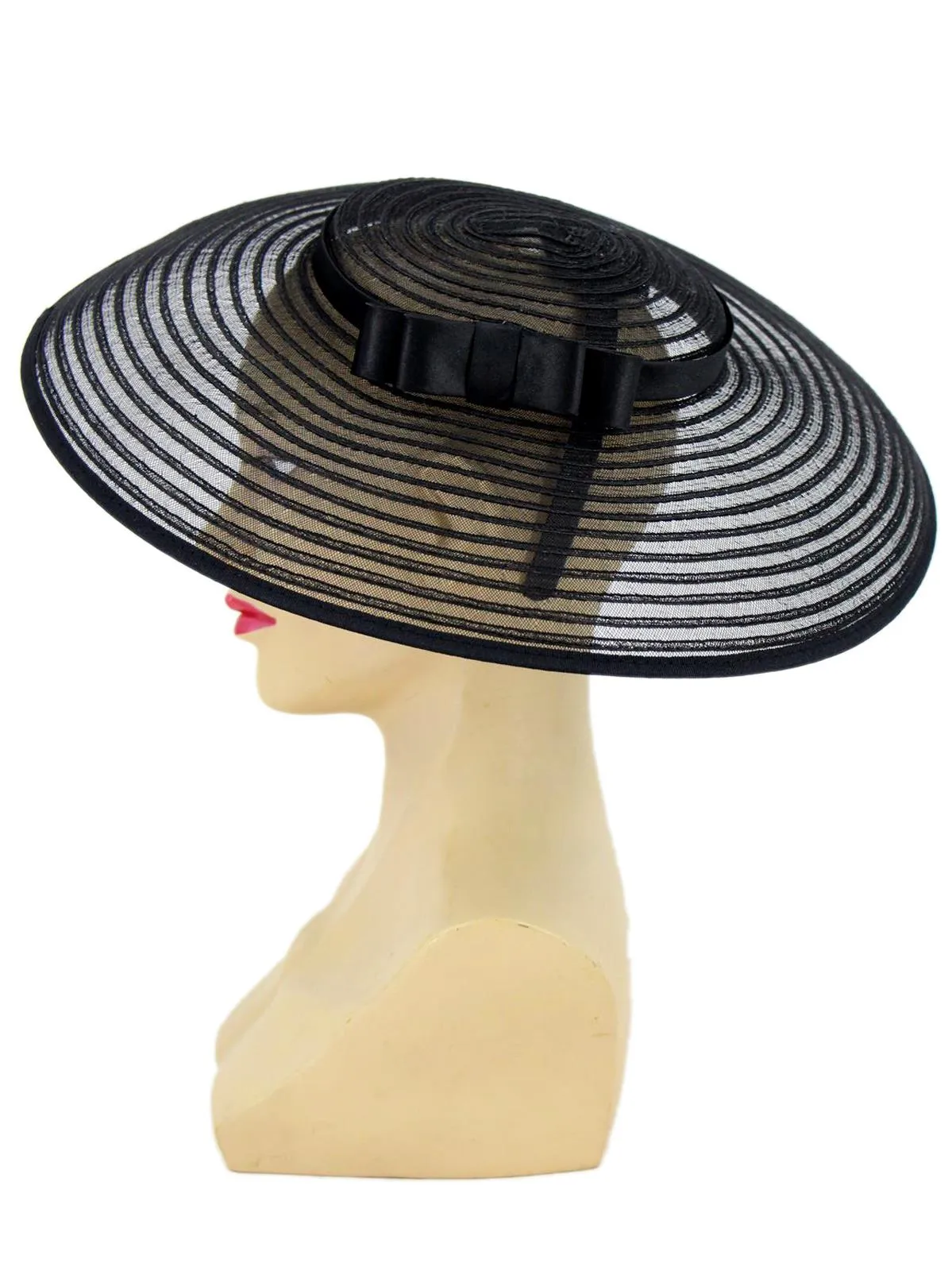 Black Sheer 1940s Style Tilt Hat