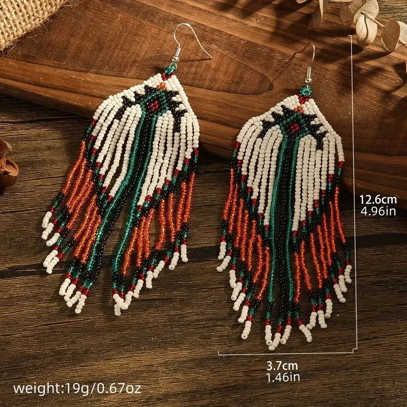 Boho Style Long Drop Handmade Earrings