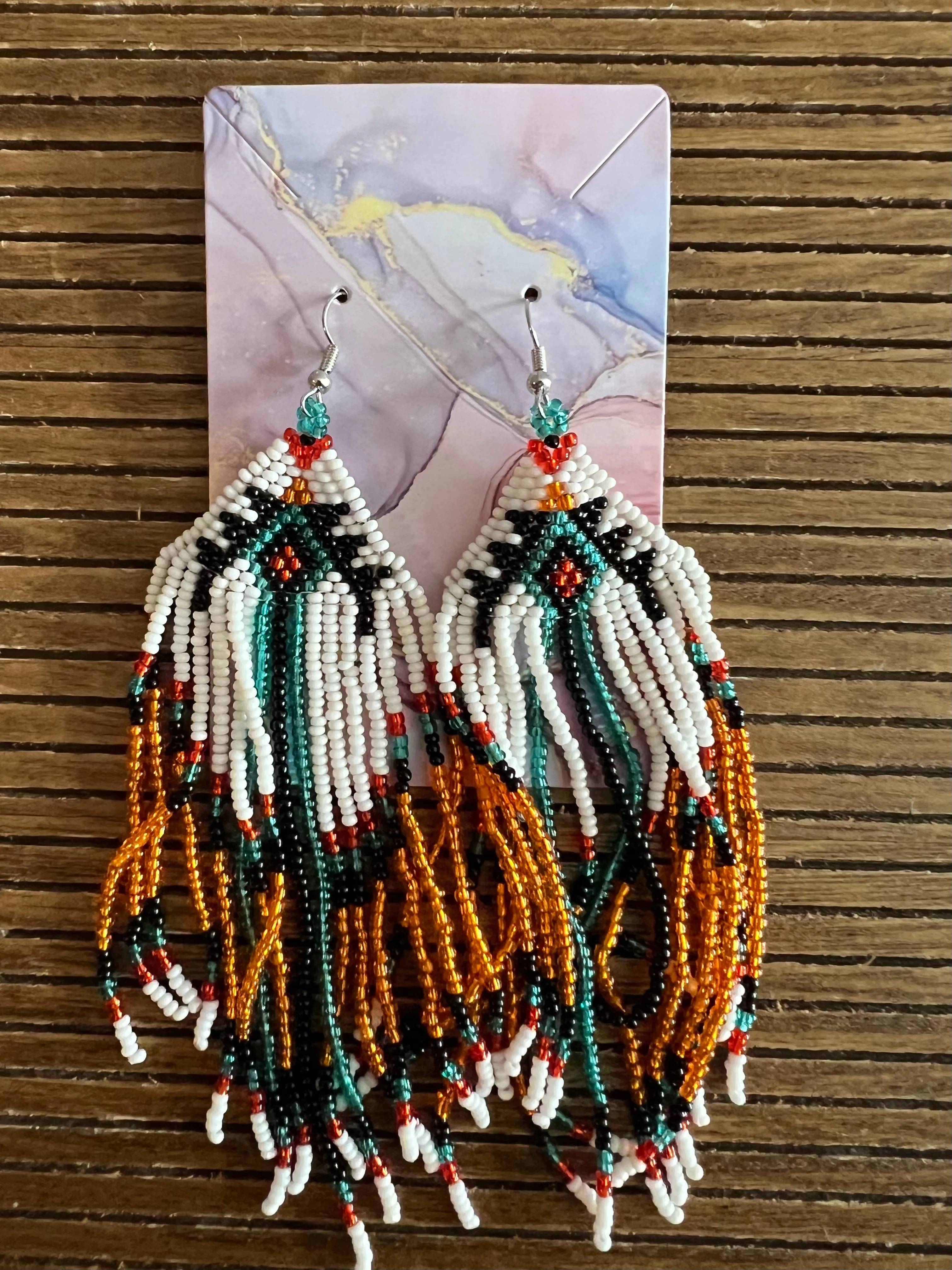 Boho Style Long Drop Handmade Earrings