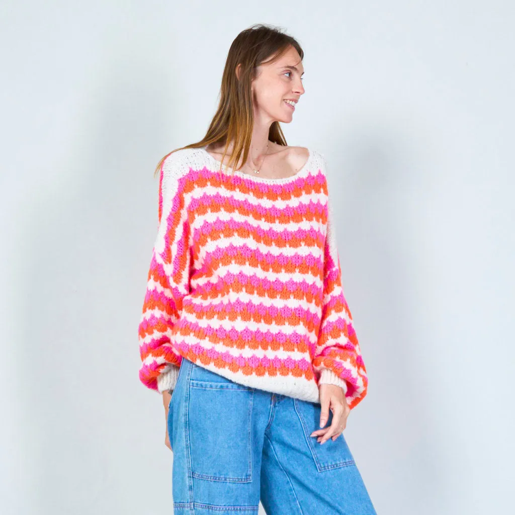 Bold striped boat neck sweater wholesale