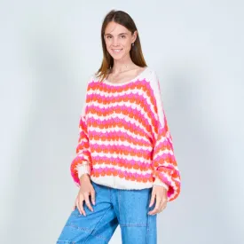 Bold striped boat neck sweater wholesale