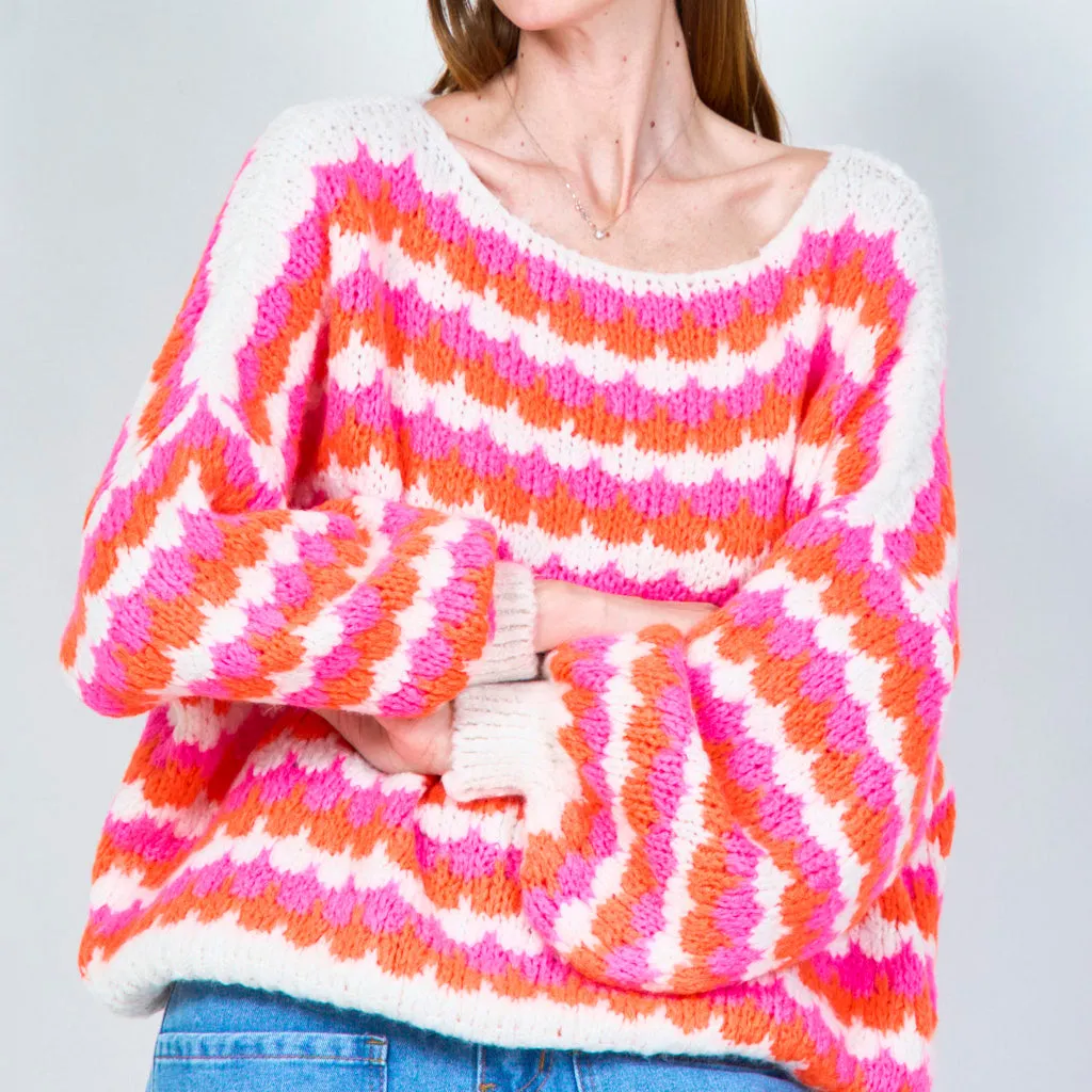 Bold striped boat neck sweater wholesale