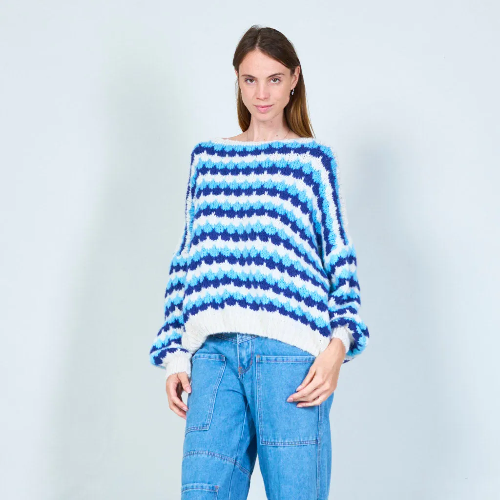 Bold striped boat neck sweater wholesale