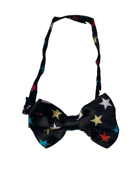 Boys Toddlers Black With Multicoloured Stars Bow Tie