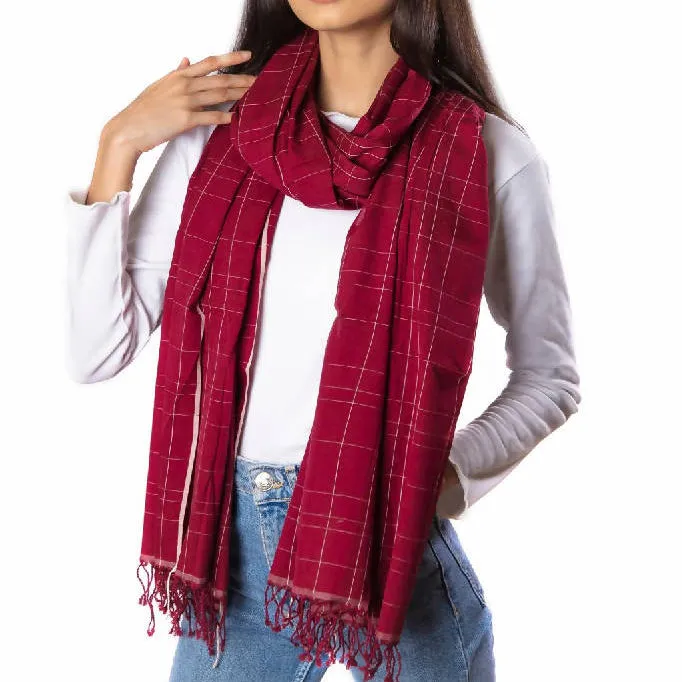 Brick Red Muslin Cotton Scarf