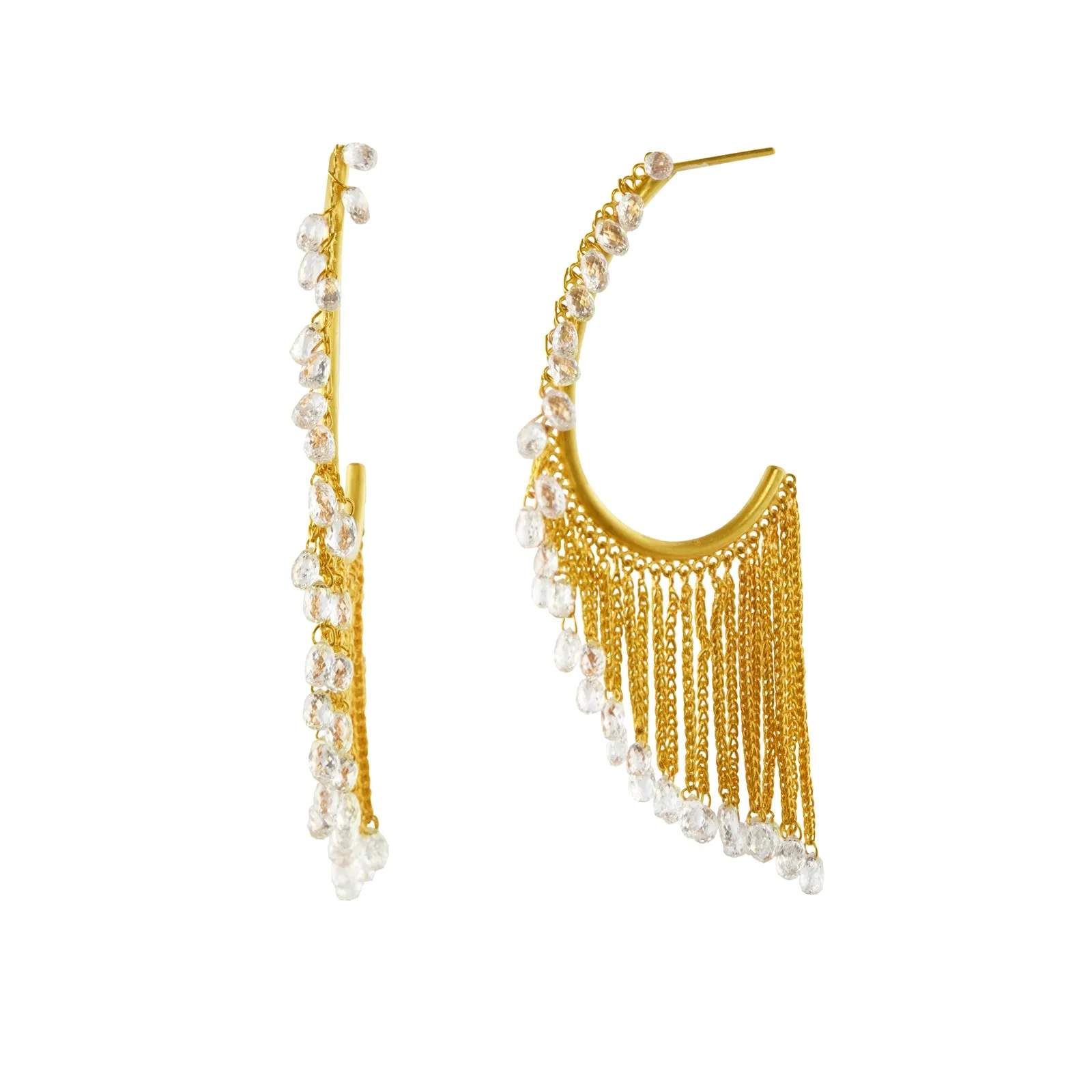 Briolette Tassel Hoop Earrings