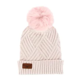 BRITTS KNIT POOF POM HAT PINK - WOMENS