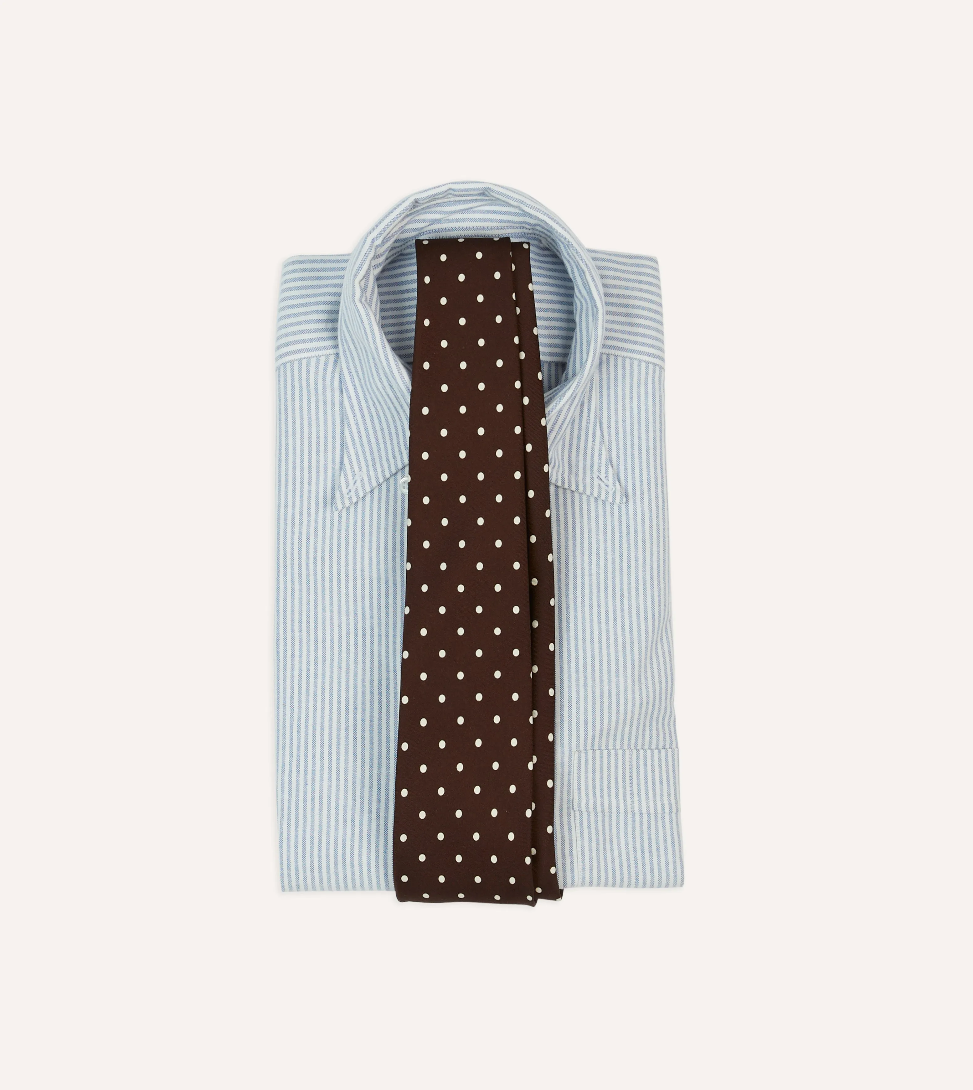 Brown Polka Dot Silk Self-Tipped Tie