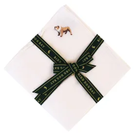 Bulldog Brawn: White Linen Pocket Square