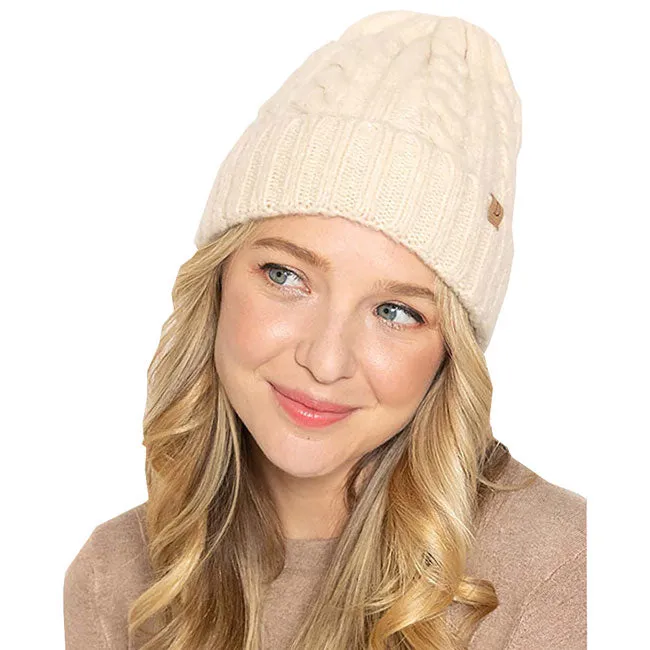 Cable Knit Cuff Beanie Hat