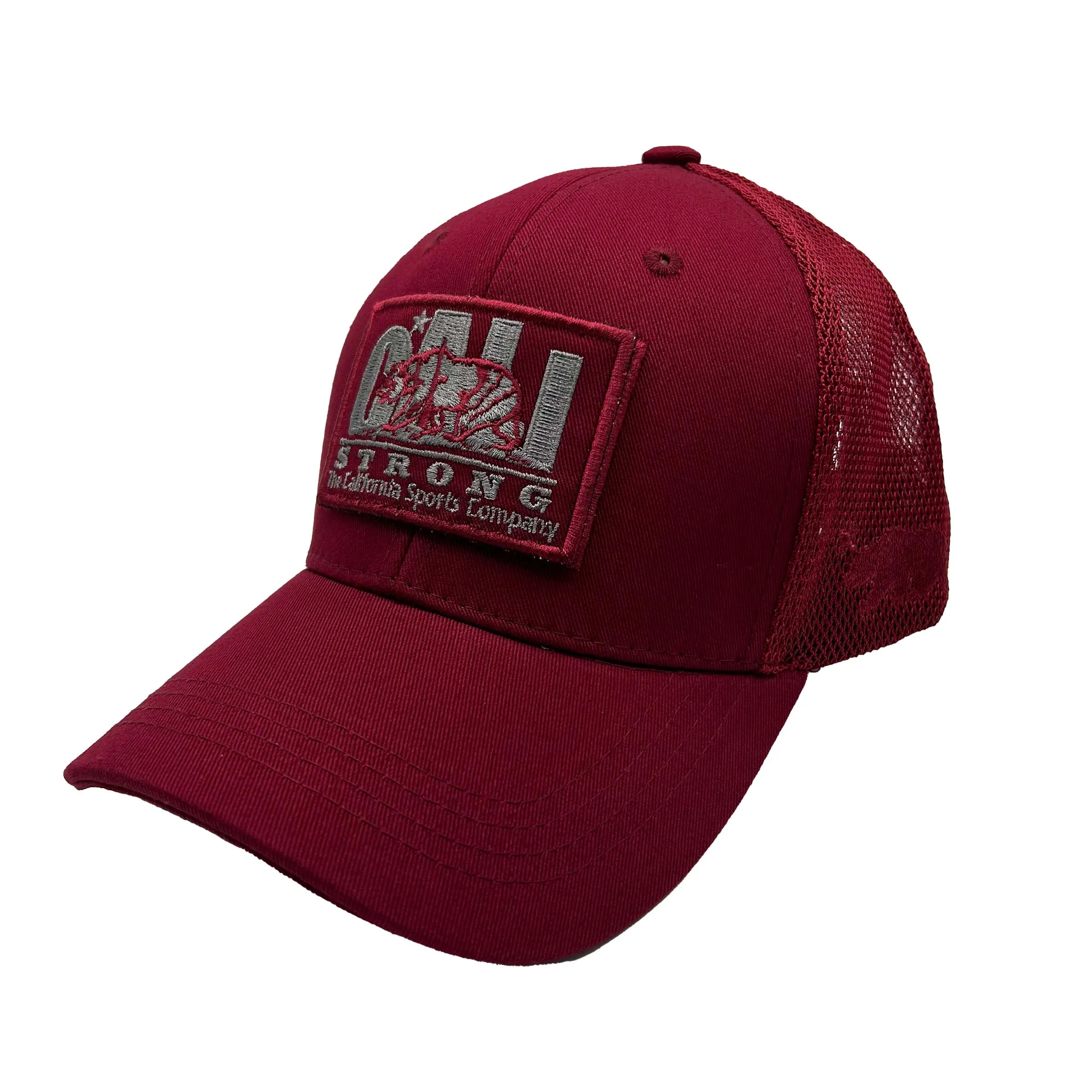 CALI Strong Original Tactical Trucker Hat Morale Patch Burgundy