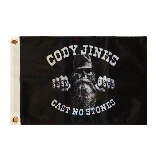 Cast No Stones 10"x14" Biker Flag